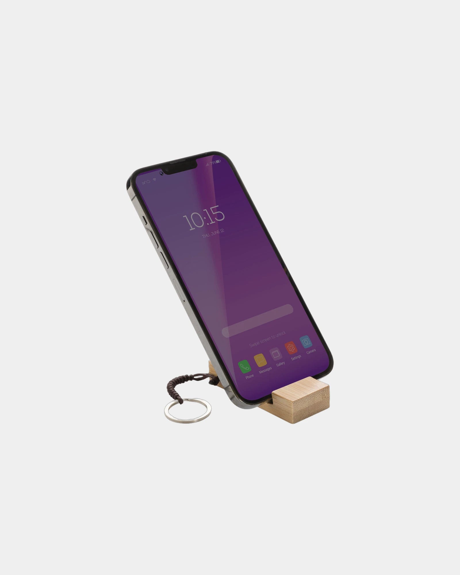 Telefoonhouder FSC-bamboe met kraftbox om te personaliseren - 1
